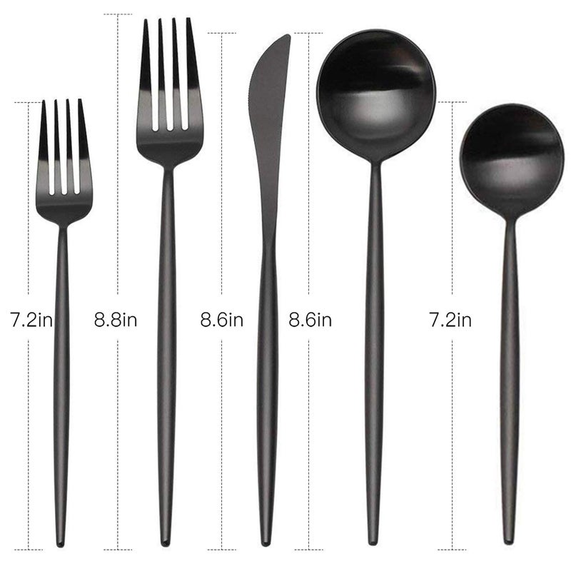 sharecook Matte Black Silverware Set, sharecook 20-Piece Stainless Steel Satin Finish Flatware Set Service for 4, Kitchen Utensil Set, Tableware Cutlery Set for Home and Restaurant - Image 2